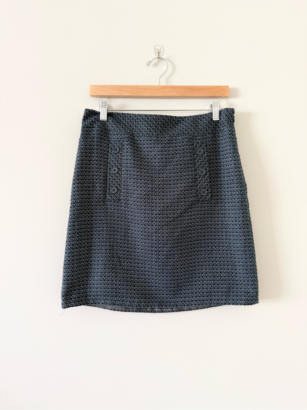 LOFT Navy Blue Textured Mini Skirt